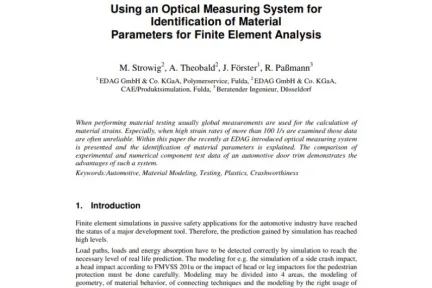 Using an Optical Measuring System for Identification of Material Parameters for Finite Element Analysis
