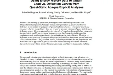 Using Energy History Data to Obtain Load vs. Deflection Curves from Quasi-Static AbaqusExplicit Analyses