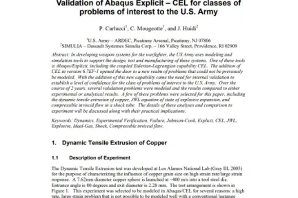 Validation of Abaqus Explicit – CEL for classes of problems of interest to the U.S. Army