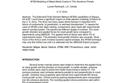 XFEM Modeling of Mixed-Mode Cracks in Thin Aluminum Panels