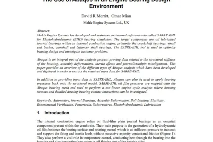The Use of Abaqus in an Engine Bearing Design Environment