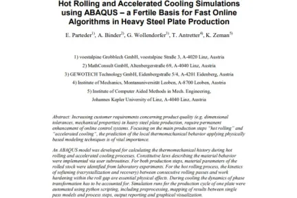 Hot Rolling and Accelerated Cooling Simulations using ABAQUS – a Fertile Basis for Fast Online Algorithms in Heavy Steel Plate Production