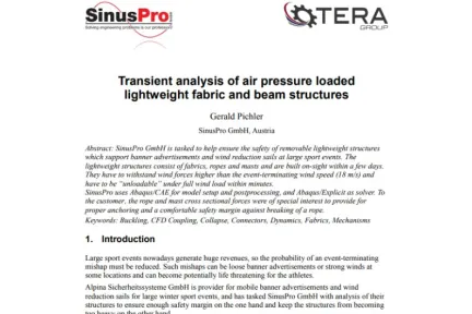 Transient analysis of air pressure loaded lightweight fabric and beam structures