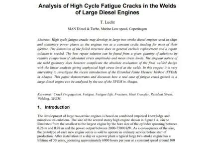 Analysis of High Cycle Fatigue Cracks in the Welds of Large Diesel Engines