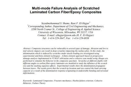 Multi-mode Failure Analysis of Scratched Laminated Carbon Fiber/Epoxy Composites