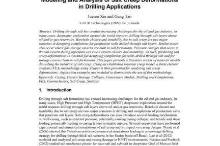 Modeling and Analysis of Salt Creep Deformations in Drilling Applications