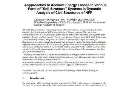 AQpproaches to Account Energy Losses in Various Parts of "Soil-Structure" Systems in Dynamic Analysis of Civil Structures of NPP