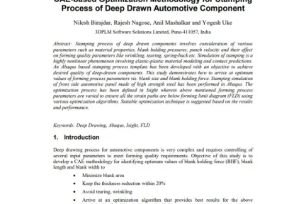 CAE-based Optimization Methodology for Stamping Process of Deep Drawn Automotive Component