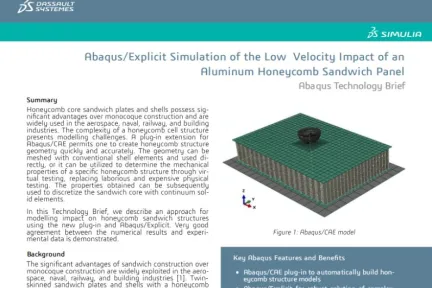 Abaqus/Explicit Simulation of the Low Velocity Impact of an Aluminum Honeycomb Sandwich Panel