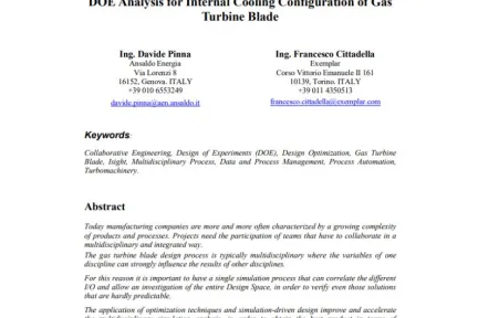 DOE Analysis for Internal Cooling Configuration of Gas Turbine Blade