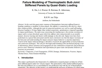 Failure Modeling of Thermoplastic Butt-Joint Stiffened Panels by Quasi-Static Loading