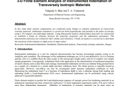 3-D Finite Element Analysis of Instrumented Indentation of Transversely Isotropic Materials
