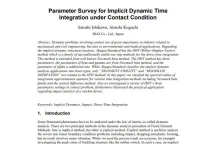 Parameter Survey for Implicit Dynamic Time Integration under Contact Condition