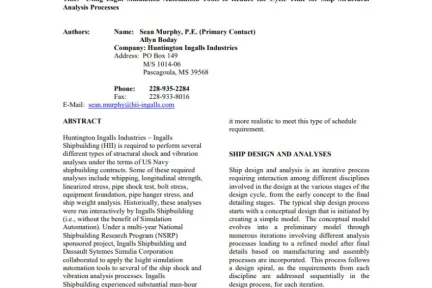 Using Isight Simulation Automation Tools to Reduce the Cycle Time for Ship Structural Analysis Processes