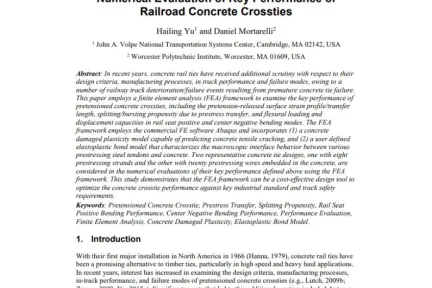 Numerical Evaluation of Key Performance of Railroad Concrete Crossties