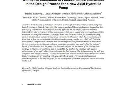 Numerical Simulation of Fluid-Structure Interaction in the Design Process for a New Axial Hydraulic Pump