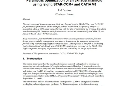 Parametric optimization of an exhaust manifold using Isight, STAR CCM+ and CATIA V5