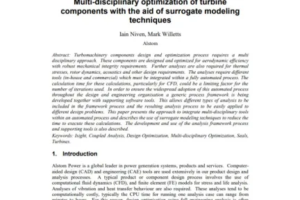 Multi-disciplinary optimization of turbine components with the aid of surrogate modeling techniques