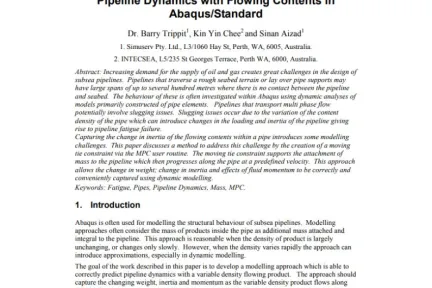 Pipeline Dynamics with Flowing Contents in Abaqus/Standard