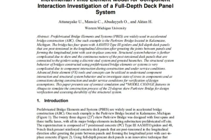 Incremental Finite Element Model for Component Interaction Investigation of a Full-Depth Deck Panel System