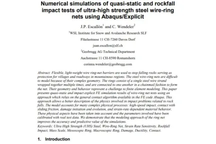 Numerical simulations of quasi-static and rockfall impact tests of ultra-high strength steel wire-ring nets using Abaqus/Explicit