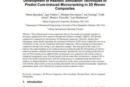 Development of Realistic Simulation Techniques to Predict Cure-Induced Microcracking in 3D Woven Composites