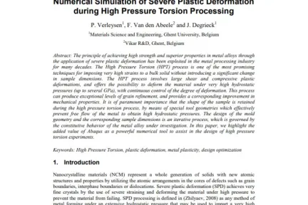 Numerical Simulation of Severe Plastic Deformation during High Pressure Torsion Processing