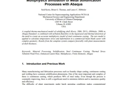 Multiphysics Simulation of Metal Solidification Processes with Abaqus