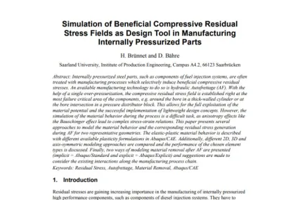 Simulation of Beneficial Compressive Residual Stress Fields as Design Tool in Manufacturing Internally Pressurized Parts