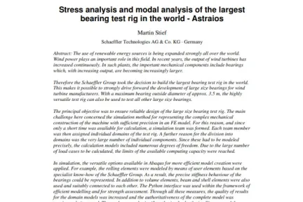 Stress analysis and modal analysis of the largest bearing test rig in the world - Astraios