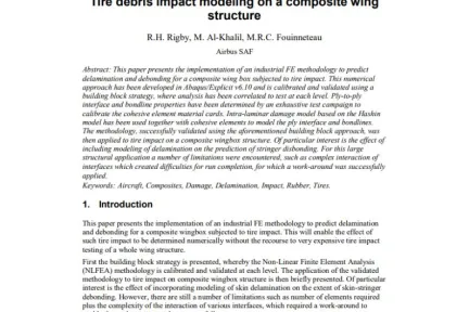 Tire debris impact modeling on a composite wing structure