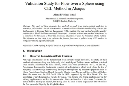 Validation Study for Flow over a Sphere using CEL Method in Abaqus