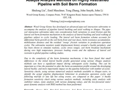 Abaqus Analysis Methods on Highly Restrained Pipeline with Soil Berm Formation
