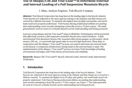 Use of Abaqus/CAE and True-LoadTM to Determine External and Internal Loading of a Full Suspension Mountain Bicycle