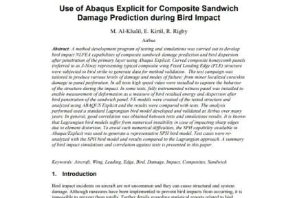 Use of Abaqus Explicit for Composite Sandwich Damage Prediction during Bird Impact