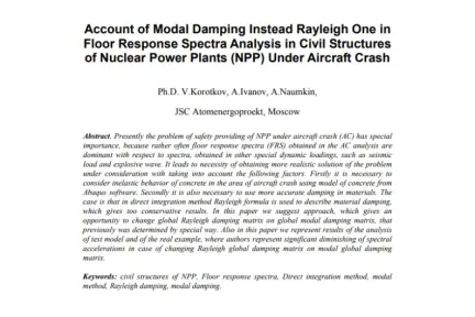 Account of Modal Damping Instead Rayleigh One in Floor Response Spectra Analysis in Civil Structures of Nuclear Power Plants Under Aircraft Crash
