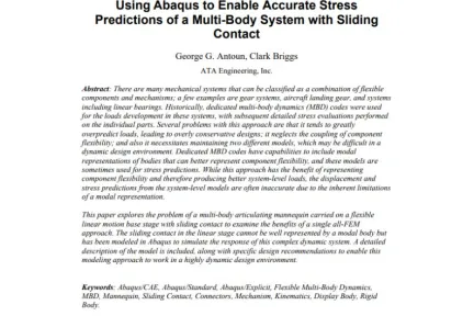 Using Abaqus to Enable Accurate Stress Predictions of a Multi-Body System with Sliding Contact