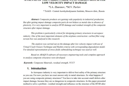 ANALYSIS OF THE CARBON FIBER WING TORSION BOX AFTER LOW VELOCITY IMPACT DAMAGE