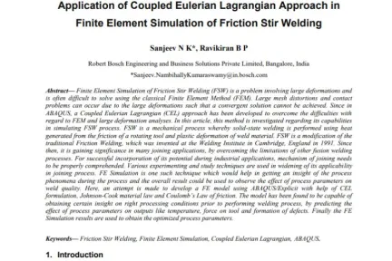 Application of Coupled Eulerian Lagrangian Approach in Finite Element Simulation of Friction Stir Welding