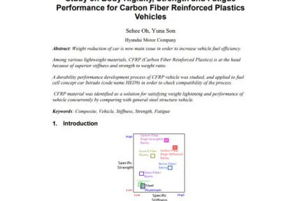 Study on Body Rigidity, Strength and Fatigue Performance for Carbon Fiber Reinforced Plastics Vehicles