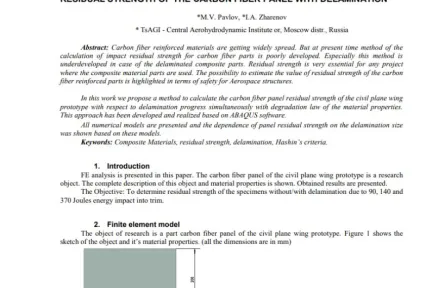 RESIDUAL STRENGTH OF THE CARBON FIBER PANEL WITH DELAMINATION