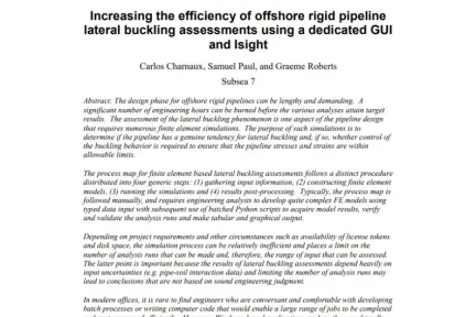 Increasing the efficiency of offshore rigid pipeline lateral buckling assessments using a dedicated GUI and Isight