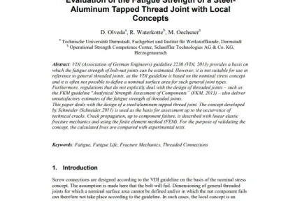 Evaluation of the Fatigue Strength of a SteelAluminum Tapped Thread Joint with Local Concepts