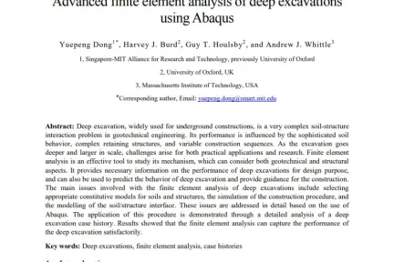 Advanced finite element analysis of deep excavations using Abaqus