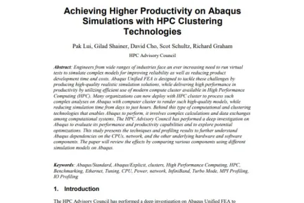 Achieving Higher Productivity on Abaqus Simulations with HPC Clustering Technologies