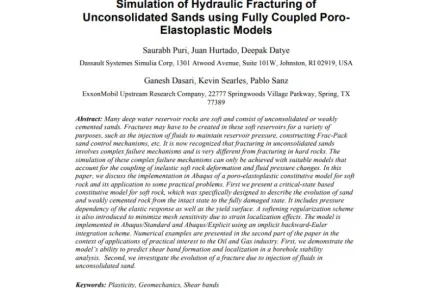 Simulation of Hydraulic Fracturing of Unconsolidated Sands using Fully Coupled PoroElastoplastic Models