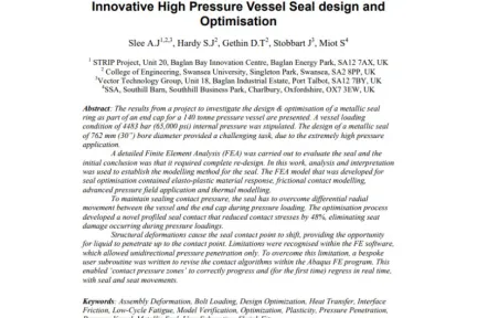 Innovative High Pressure Vessel Seal design and Optimisation