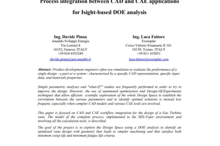 Process integration between CAD and CAE applications for Isight-based DOE analysis