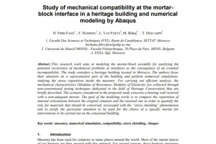 Study of mechanical compatibility at the mortarblock interface in a heritage building and numerical modeling by Abaqus