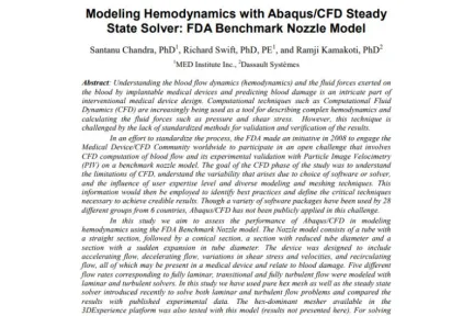 Modeling Hemodynamics with Abaqus/CFD Steady State Solver: FDA Benchmark Nozzle Model